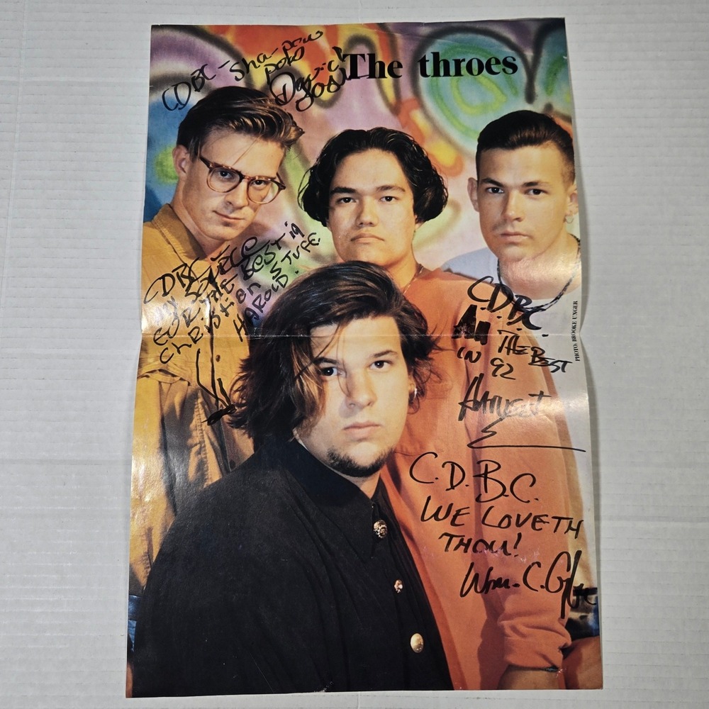 VG 990s The Throes Christian Alternative Rock Band Promo Poster Signed AS IS